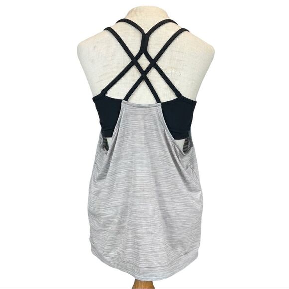 𝅺ATHLETA Shadow Stripe Energize Tank Top in Slate Grey & Black Size Medium - Picture 5 of 16